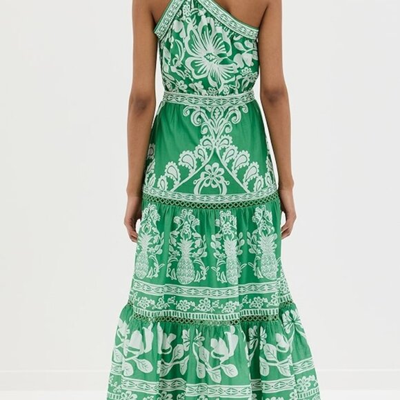 XL FARM Rio Sweet Garden Green Maxi Dress One Shoulder NWOT Never Worn - Picture 12 of 16
